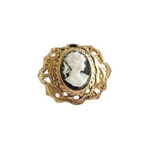 Vintage Cameo Brooch in Black and White with Frame